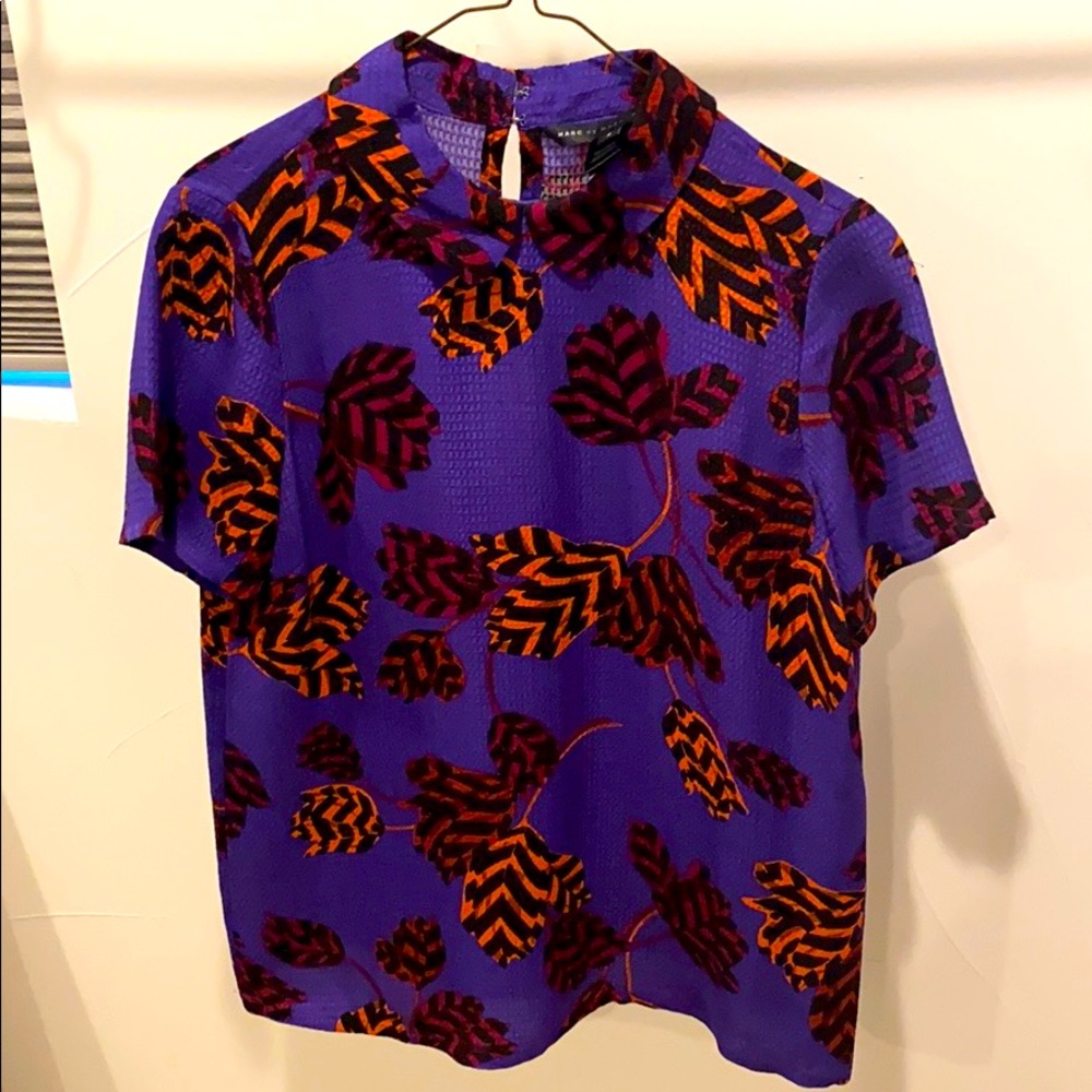 100% silk, short sleeve blouse